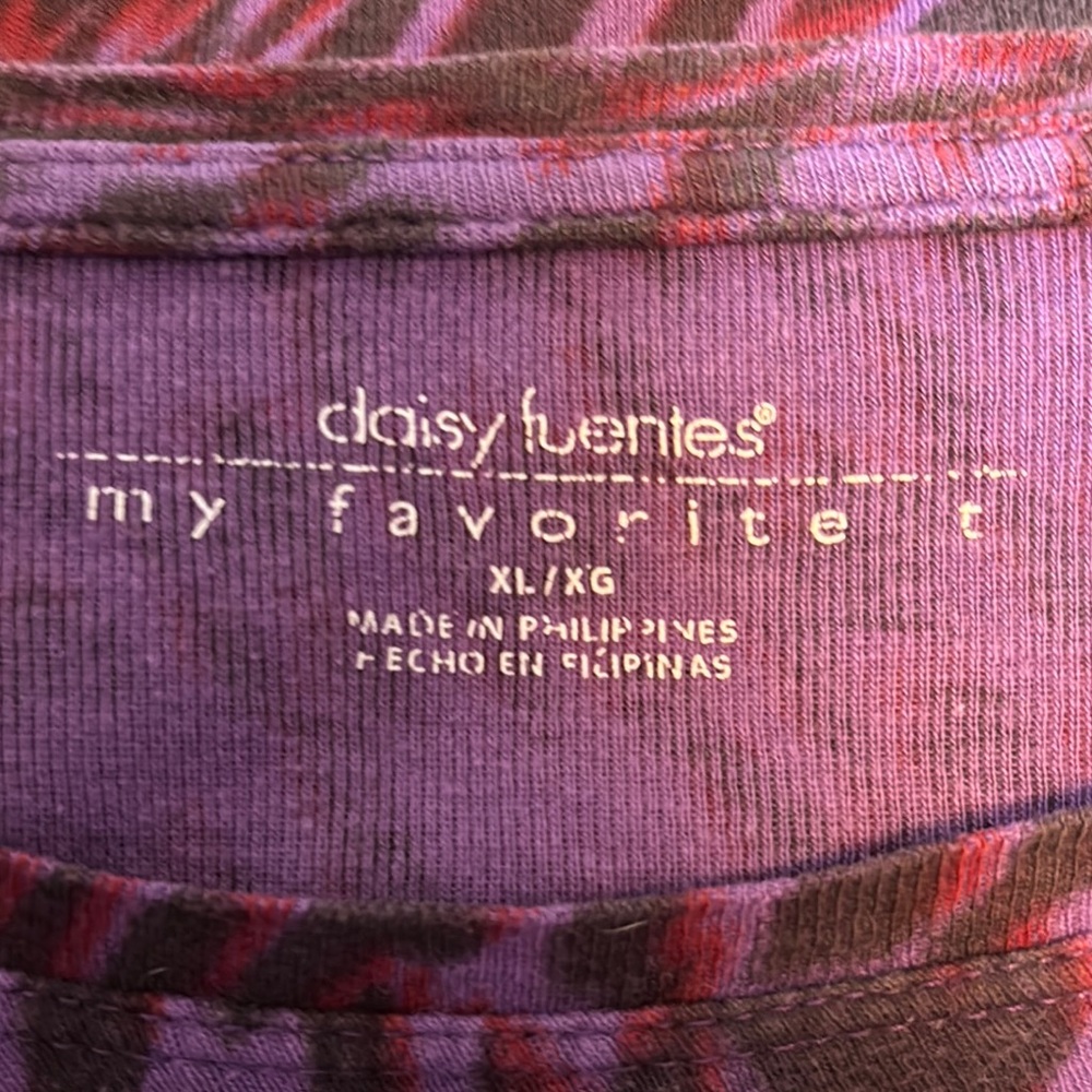 Daisy Fuentes Purple Black Relaxed Long Sleeve Tunic - Picture 2 of 4